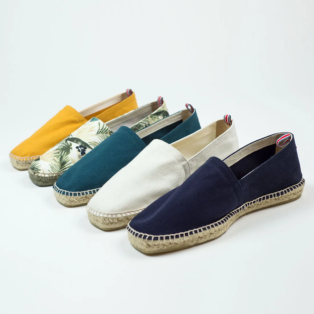 Petrol color espadrilles with natural sole