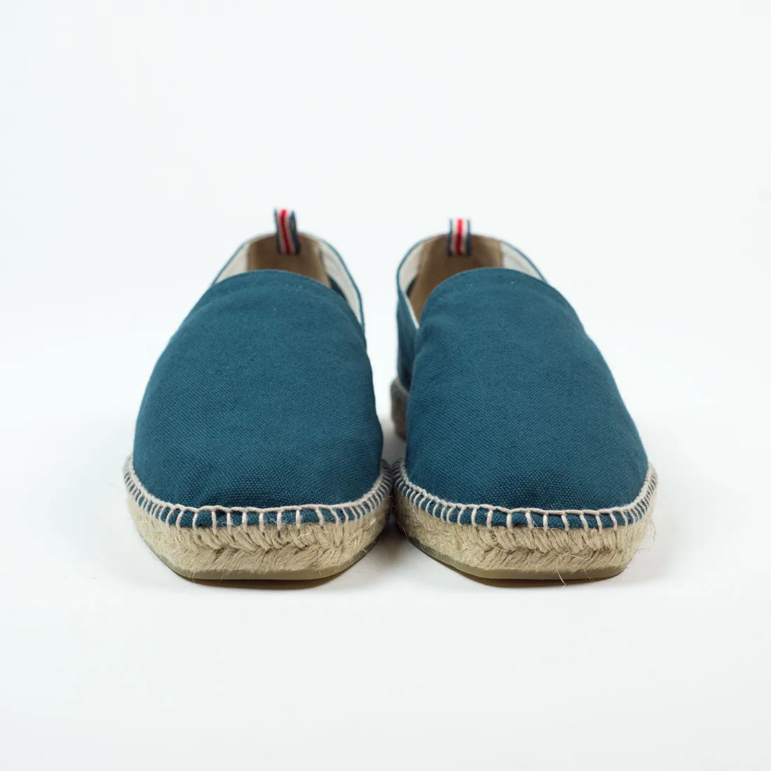 Petrol color espadrilles with natural sole