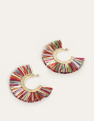 Raffia Hoop Earrings-Multi