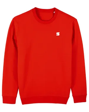 Red Crew / S Logo White Embroidered Women