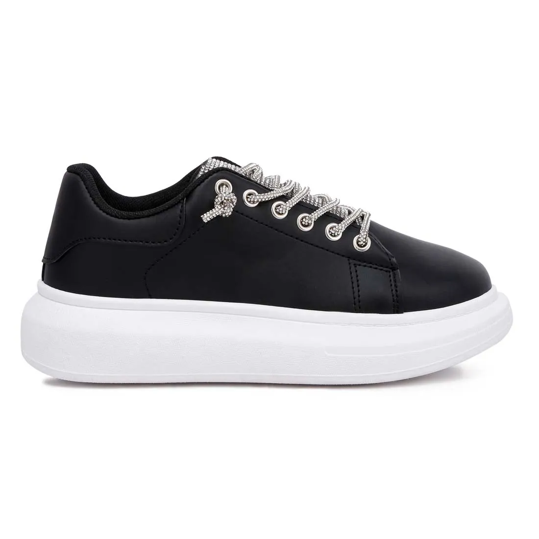 Rhinestones Lace Up Sneakers