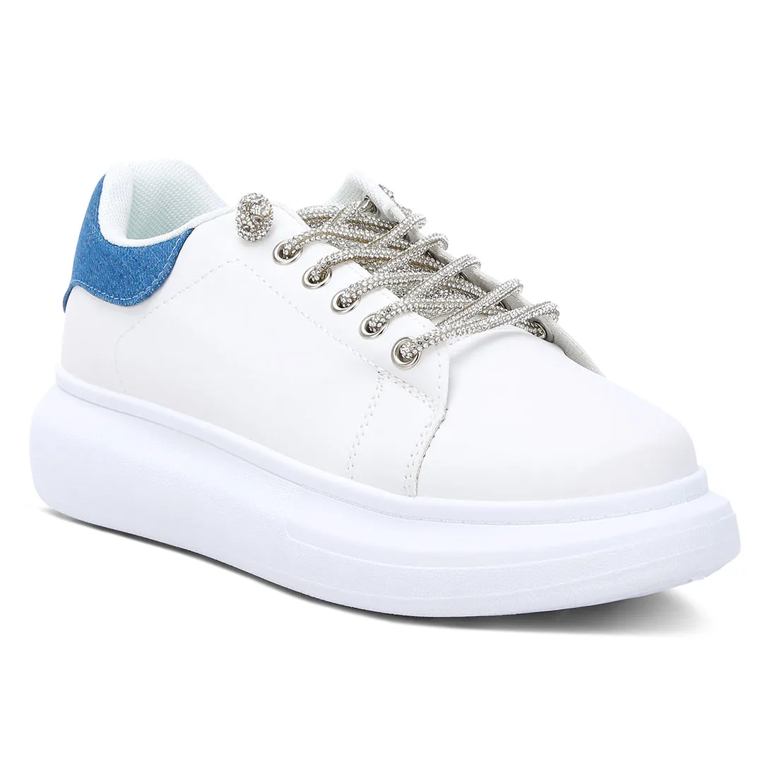 Rhinestones Lace Up Sneakers