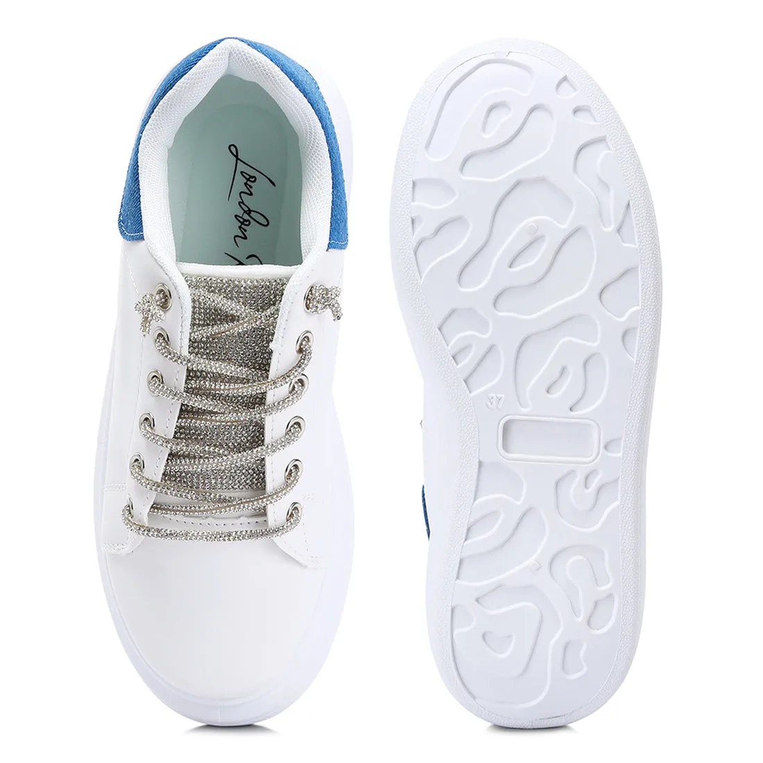 Rhinestones Lace Up Sneakers