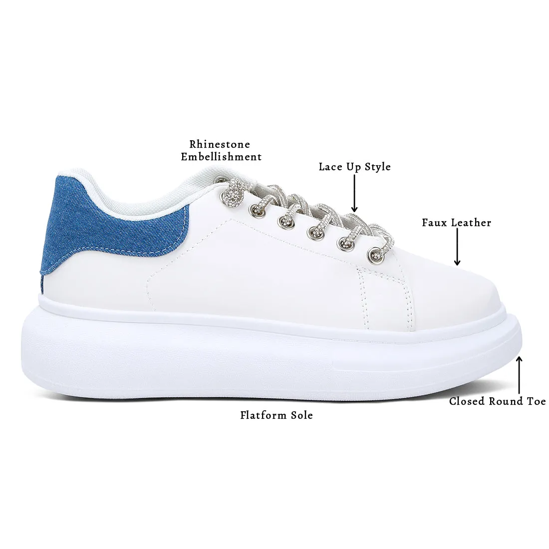 Rhinestones Lace Up Sneakers
