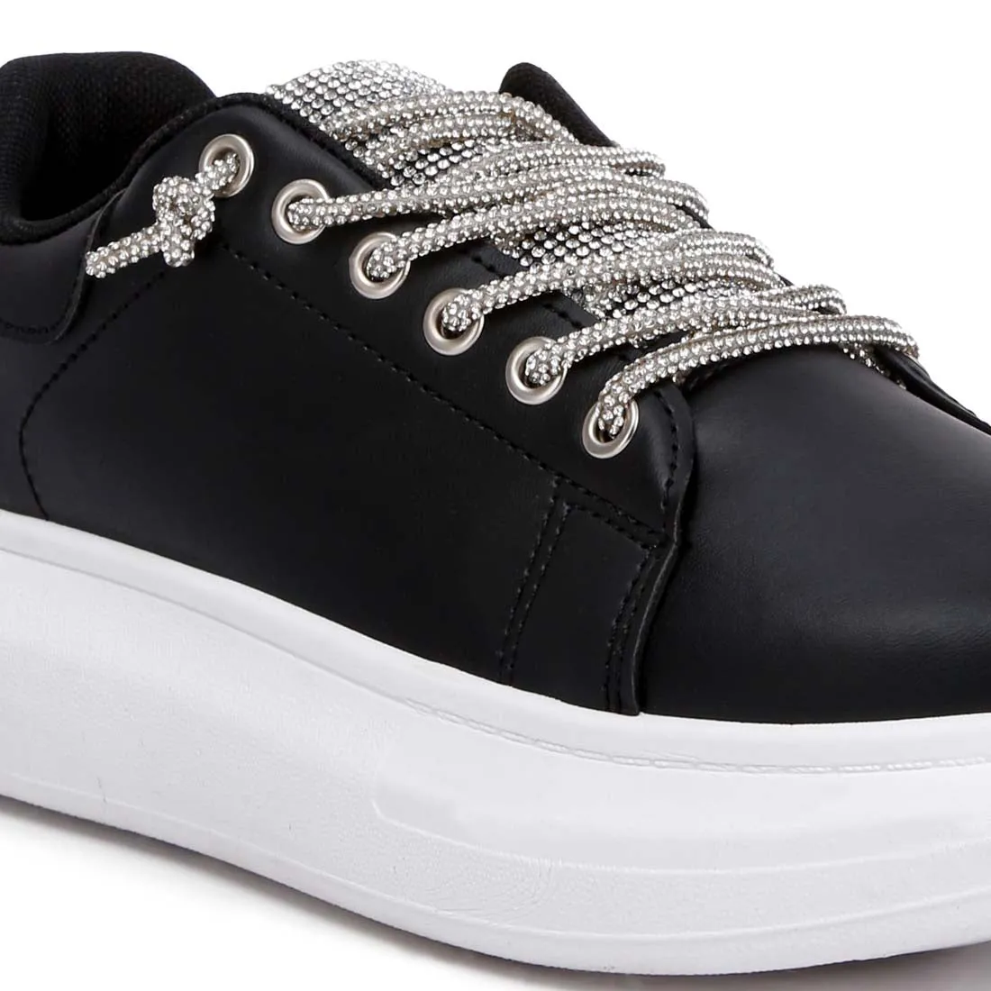 Rhinestones Lace Up Sneakers