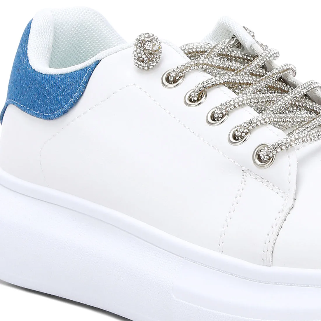 Rhinestones Lace Up Sneakers