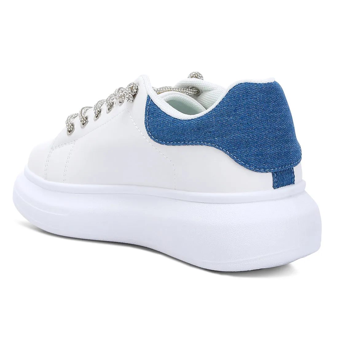 Rhinestones Lace Up Sneakers