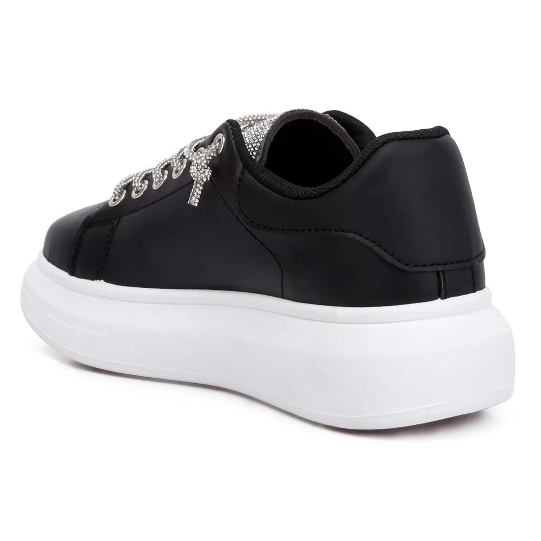 Rhinestones Lace Up Sneakers