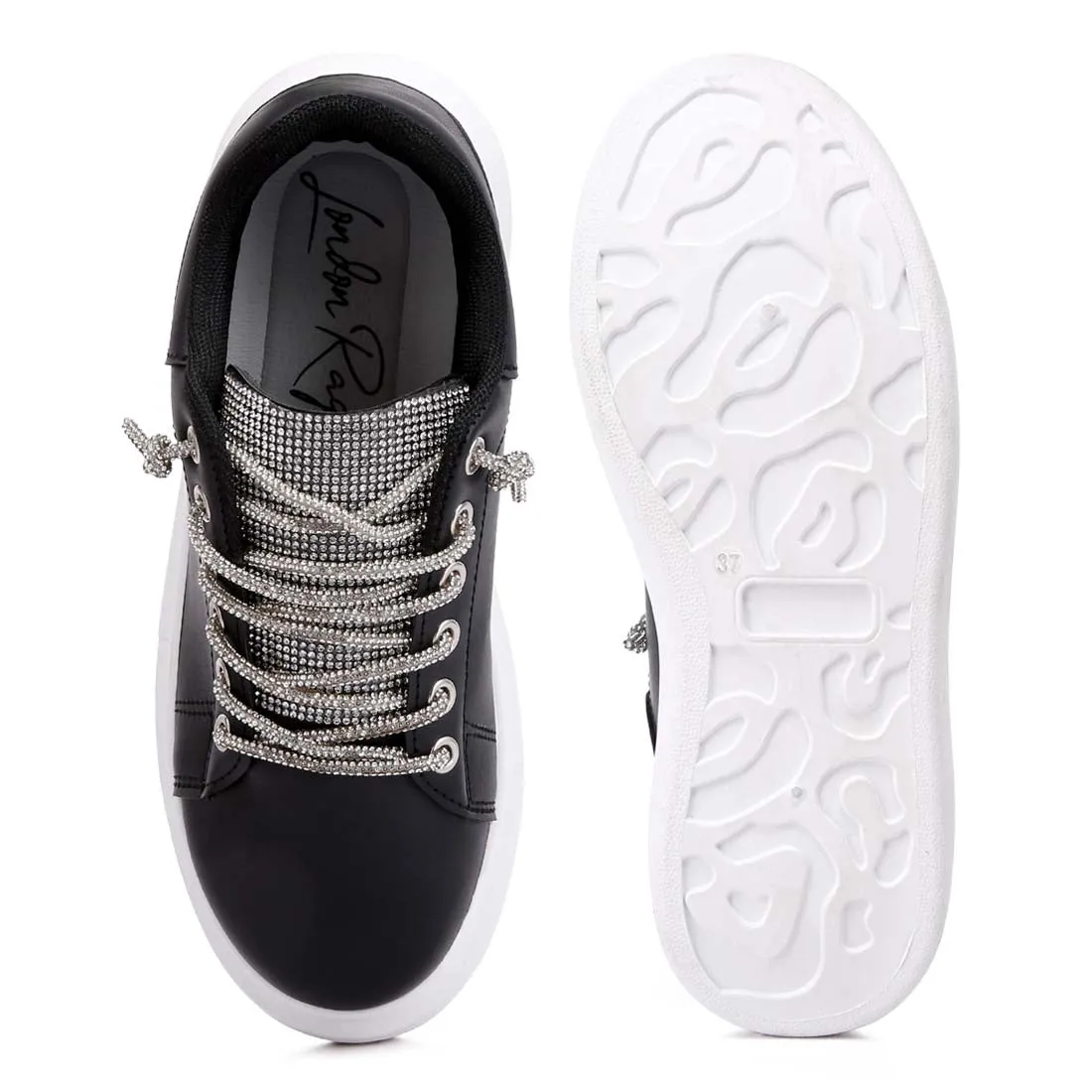Rhinestones Lace Up Sneakers