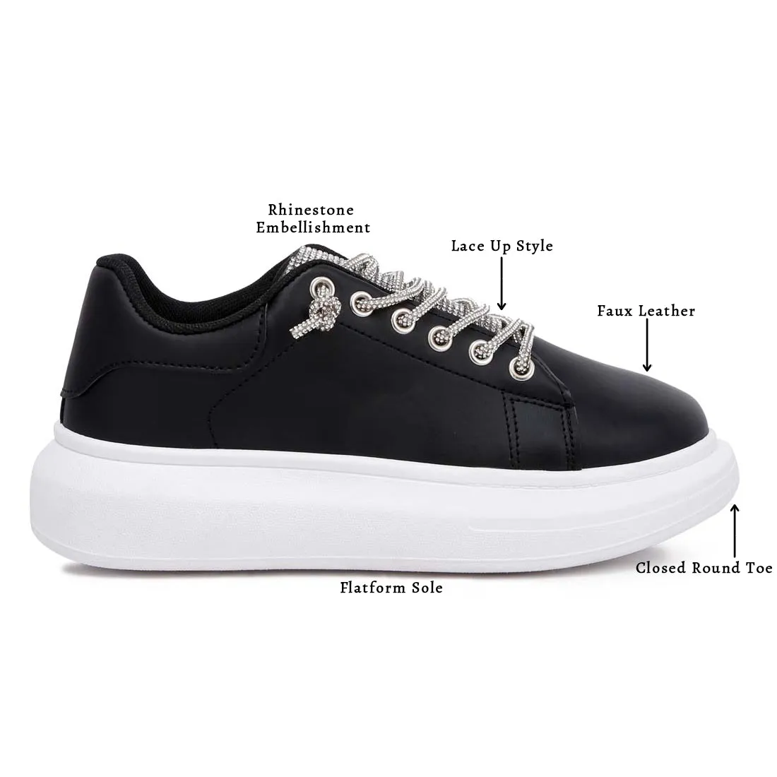 Rhinestones Lace Up Sneakers
