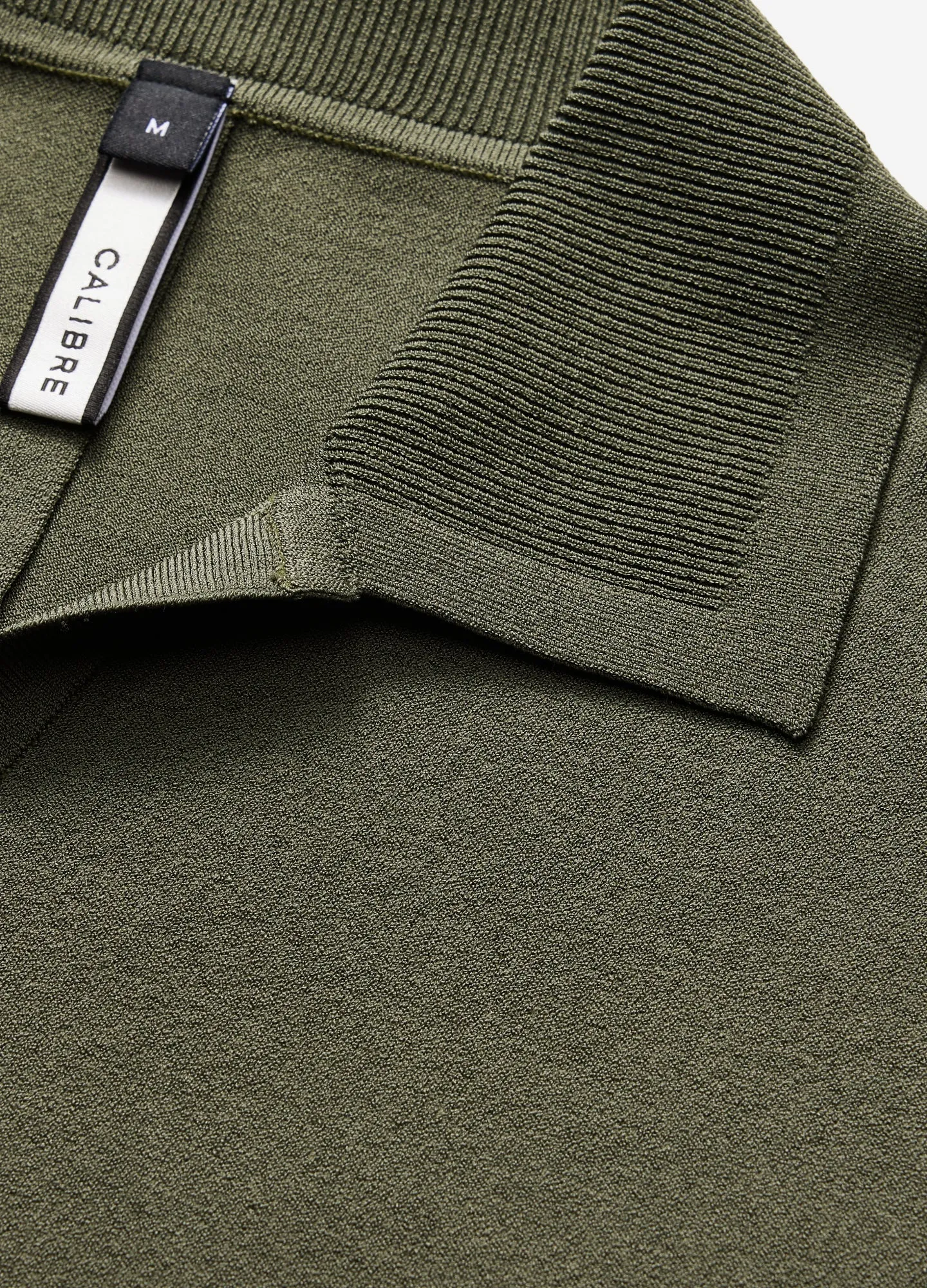 Rib Collar Tech Knit Polo Light Khaki