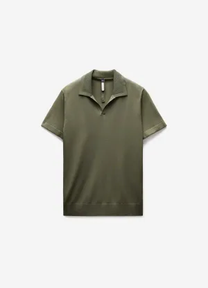 Rib Collar Tech Knit Polo Light Khaki