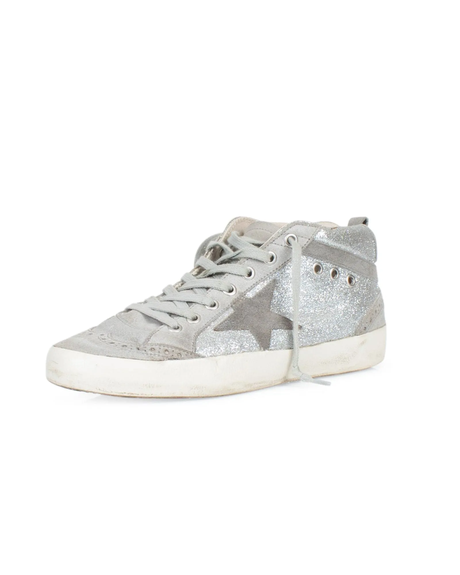 Silver Grey Mid Star High Top Sneakers