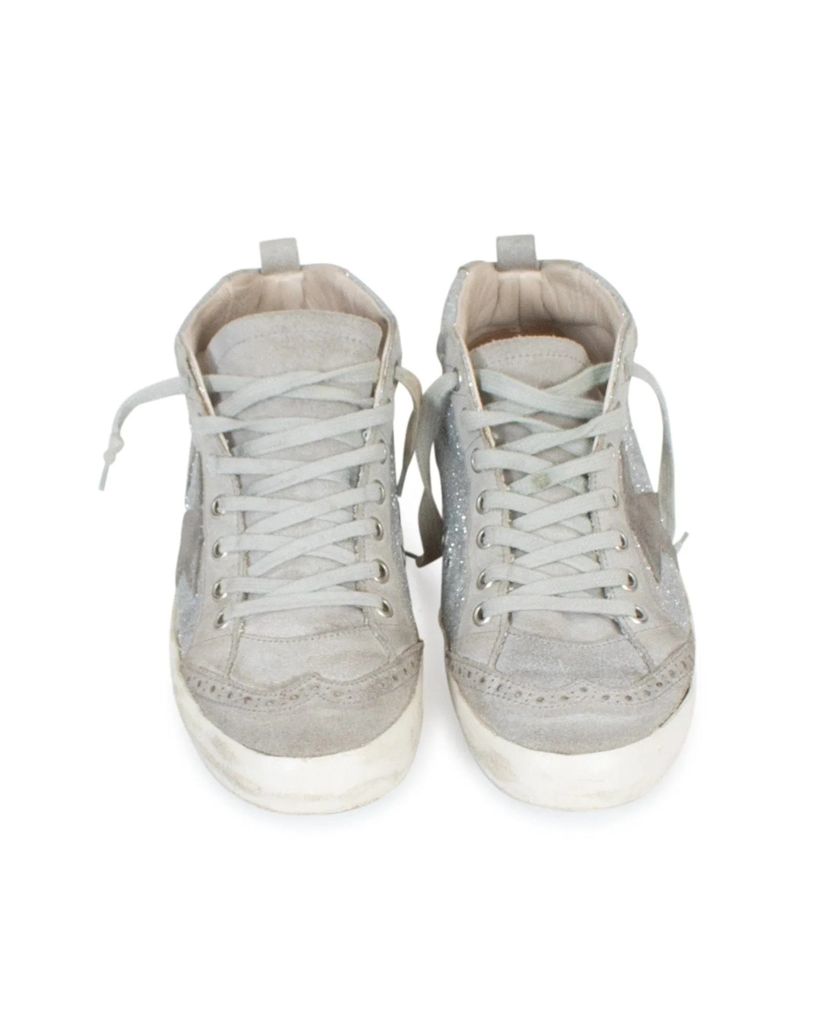 Silver Grey Mid Star High Top Sneakers