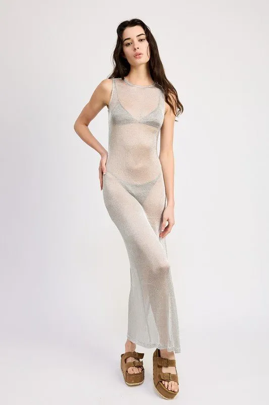Silver Sheer Maxi Dress