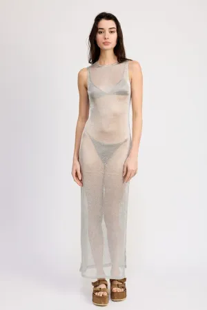 Silver Sheer Maxi Dress