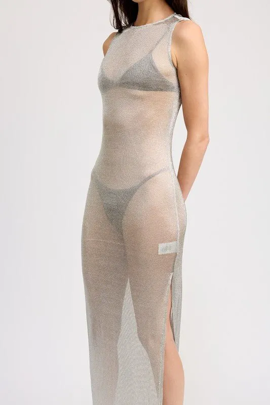 Silver Sheer Maxi Dress
