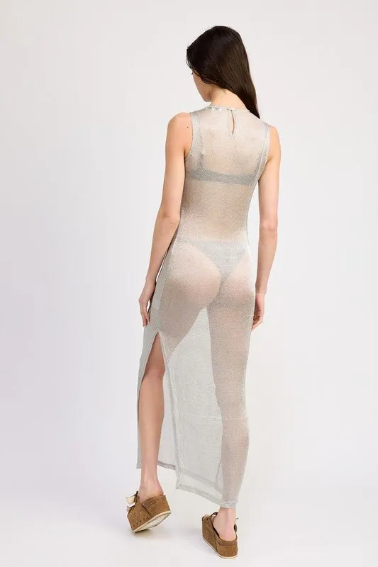 Silver Sheer Maxi Dress
