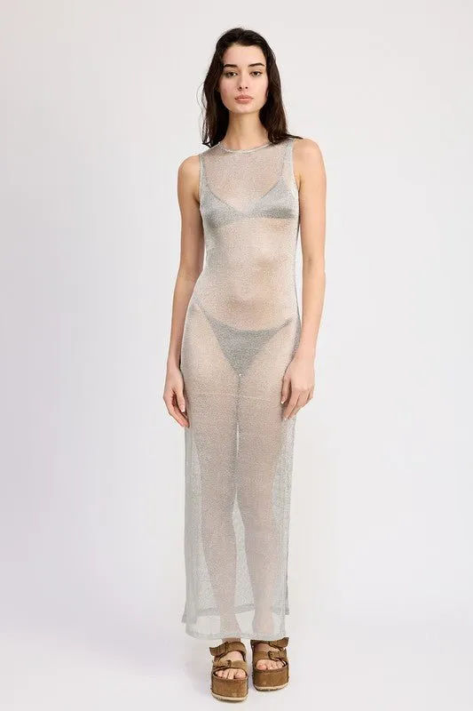 Silver Sheer Maxi Dress
