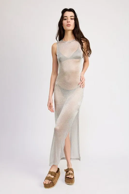 Silver Sheer Maxi Dress