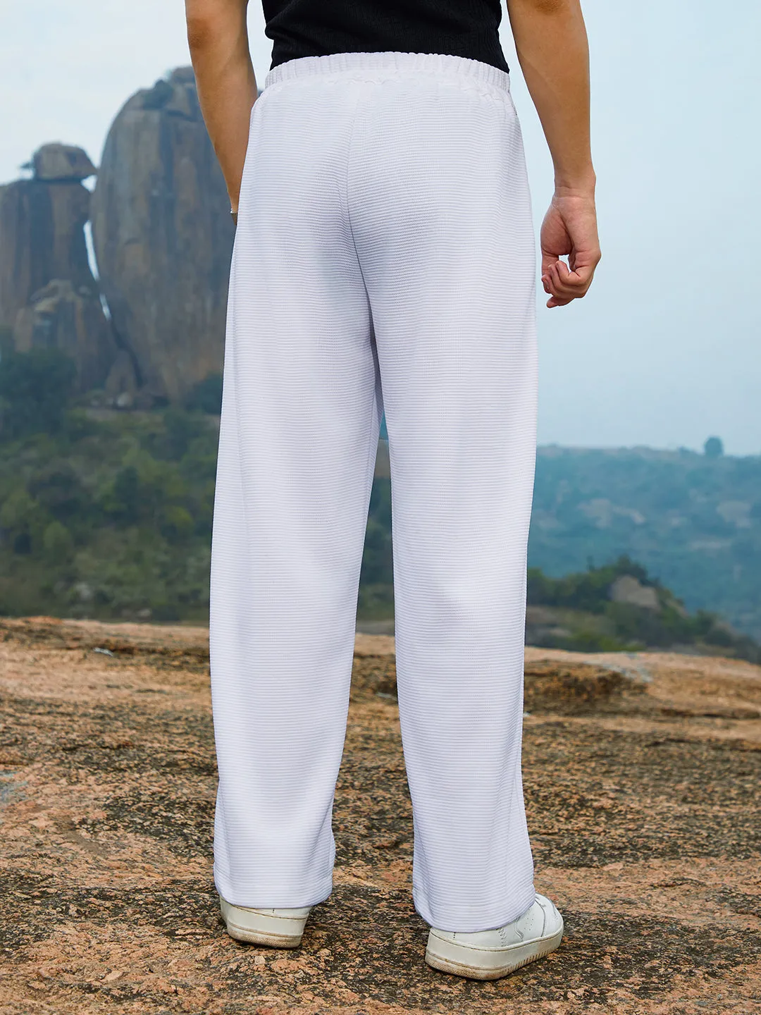 Straight-Fit Ribbed Trousers