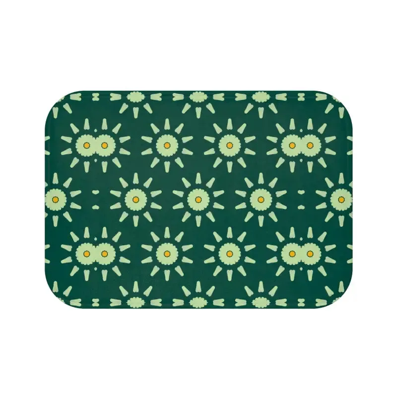 Trendy Green Geometric Bath Mat