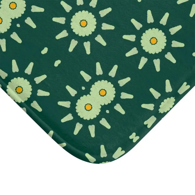 Trendy Green Geometric Bath Mat