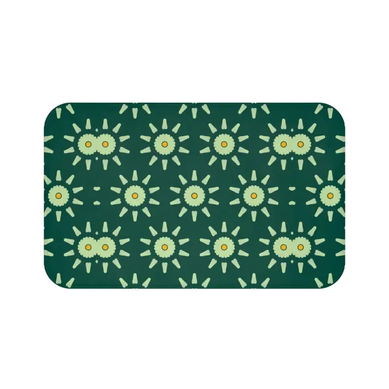 Trendy Green Geometric Bath Mat
