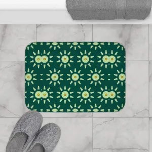 Trendy Green Geometric Bath Mat
