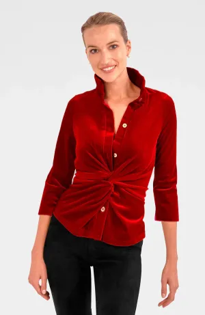 Twist & Shout Top - Red Silky Velvet