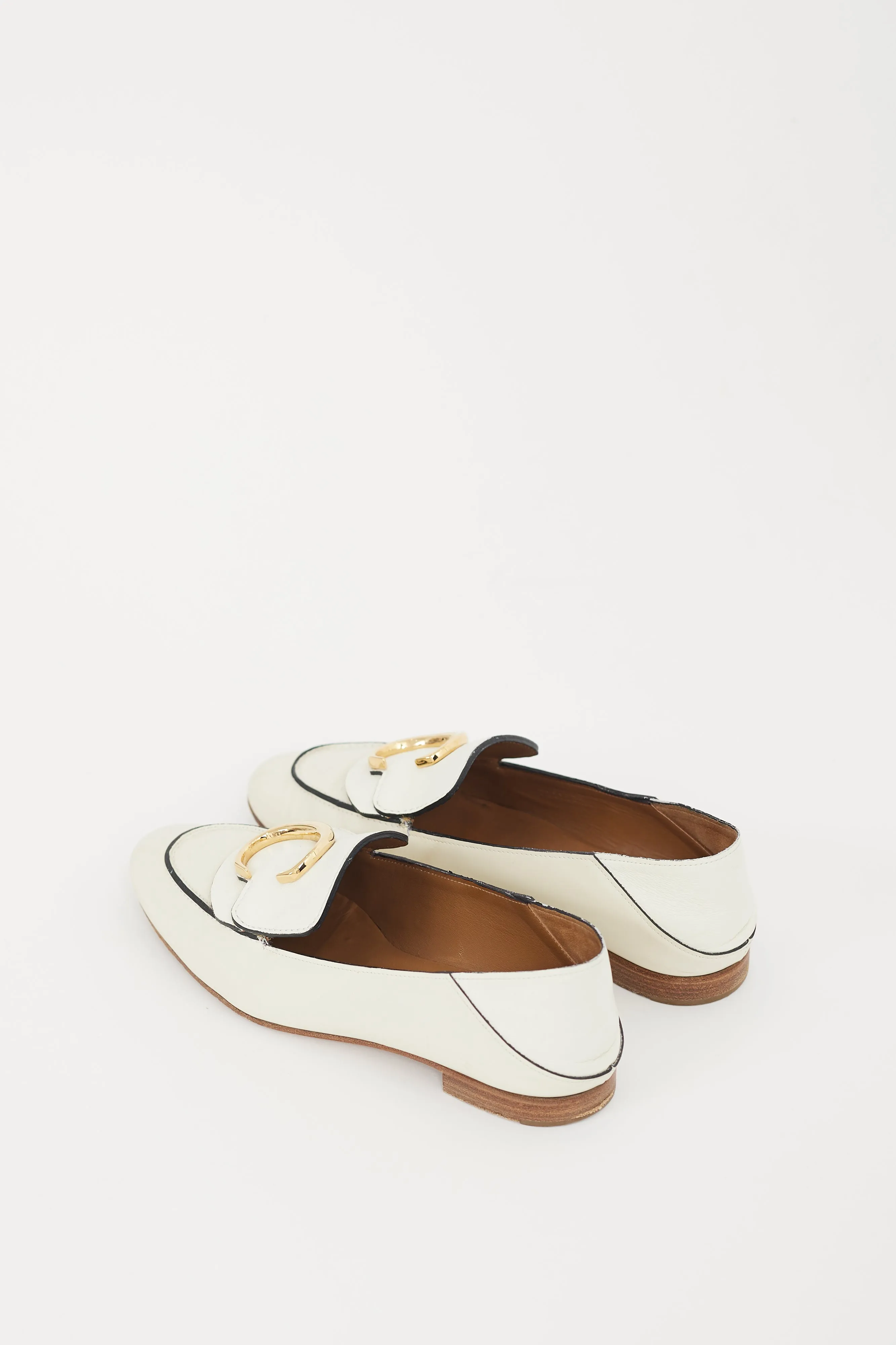White & Gold Leather C Loafer