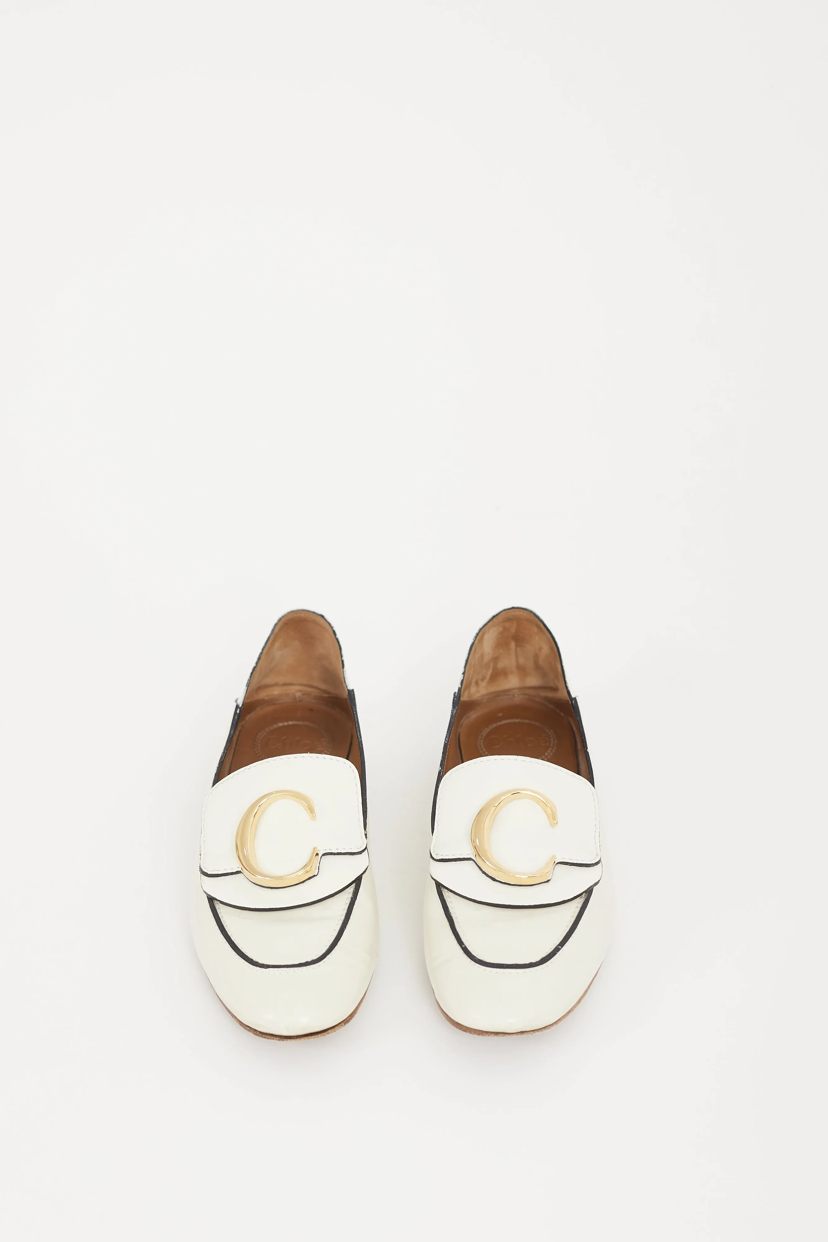 White & Gold Leather C Loafer