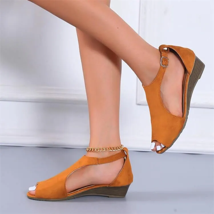 Women Fish Mouth Espadrilles Slingback Wedge Sandals