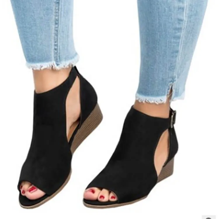 Women Fish Mouth Espadrilles Slingback Wedge Sandals