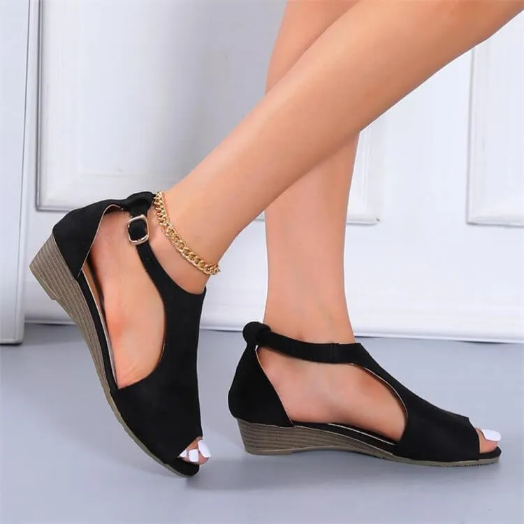 Women Fish Mouth Espadrilles Slingback Wedge Sandals