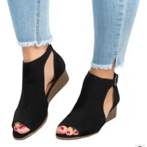 Women Fish Mouth Espadrilles Slingback Wedge Sandals