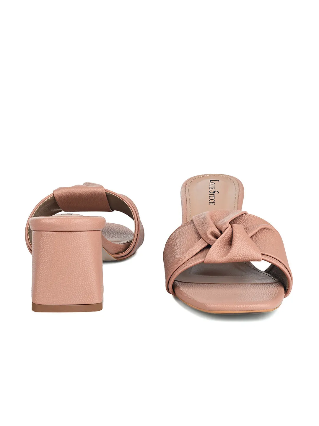 Women's Peach Pink Open Toe Bow Strap Lightweight Sandals