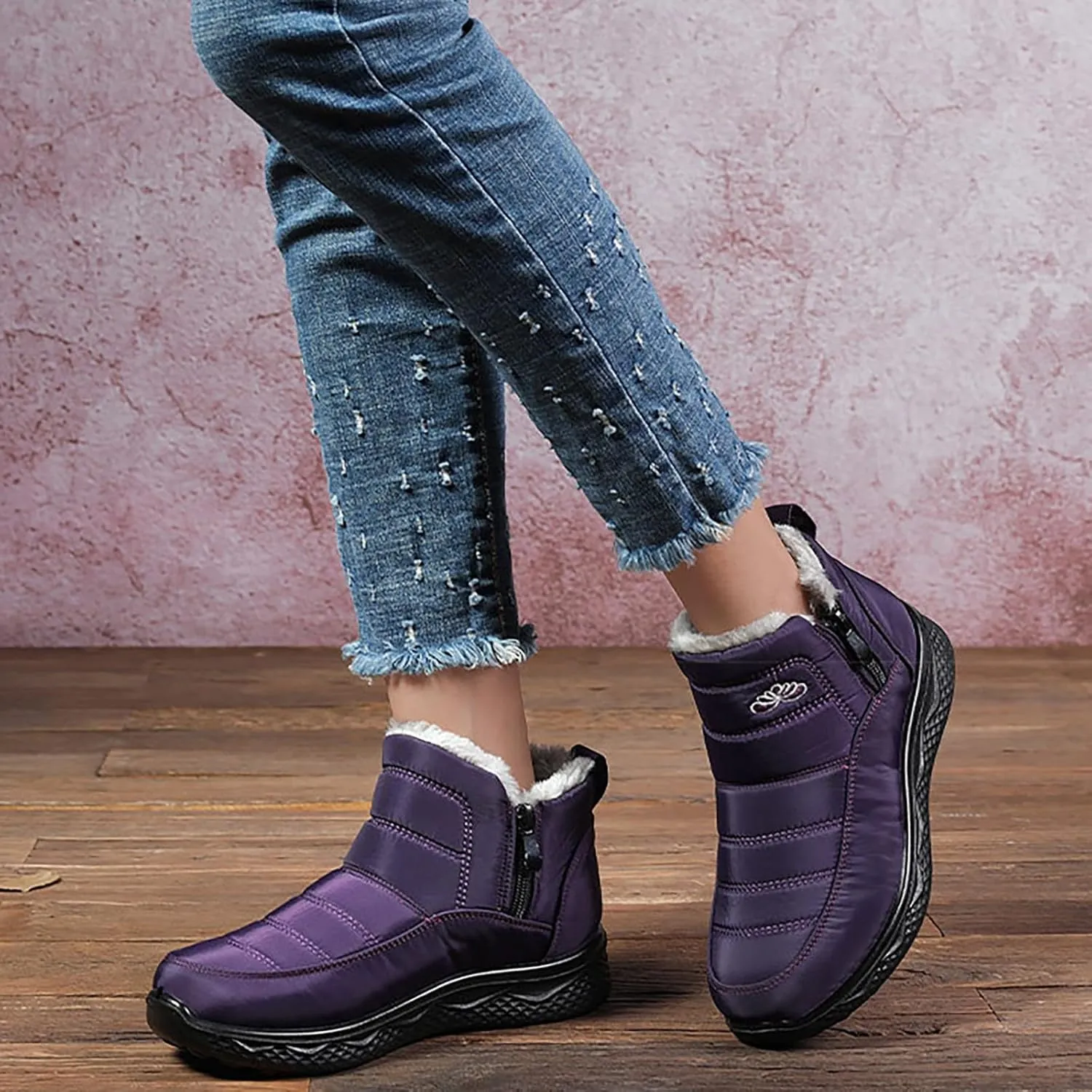 Women's Snow Boots Wide Width Adults Winter Boots Slip On for Womens Shoes Warm Barefoot Shoes Grounded Footwear Hiking Boots for Women Knee High Men's Snow Booties