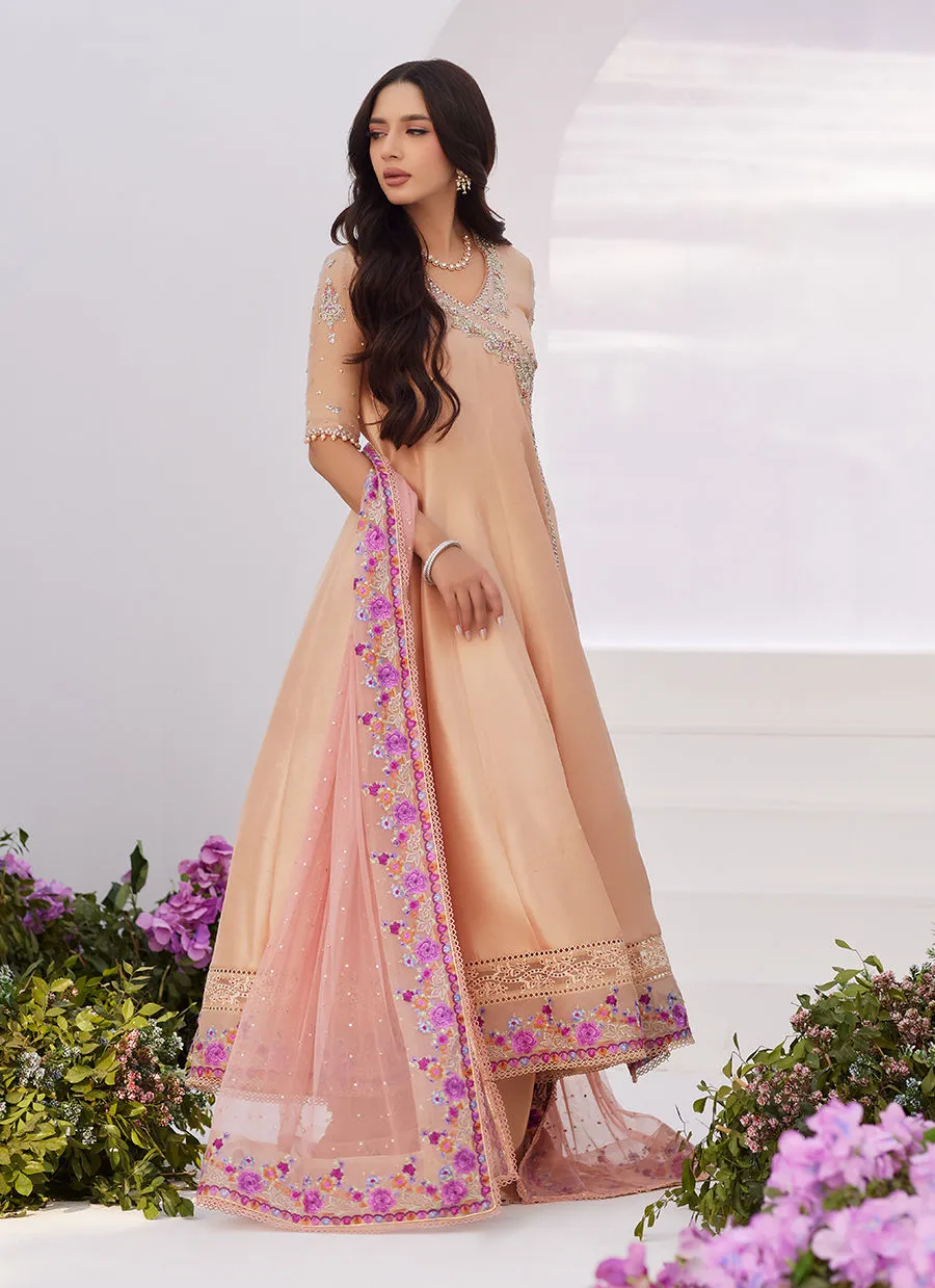 Zaza '24 - Lisette Fawn Embellished Raw Silk Angarkha And Dupatta